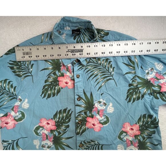 Neff Disney Hawaiian Shirt Mens Medium Blue Mickey Mouse Floral Button Up Camp - Picture 6 of 8
